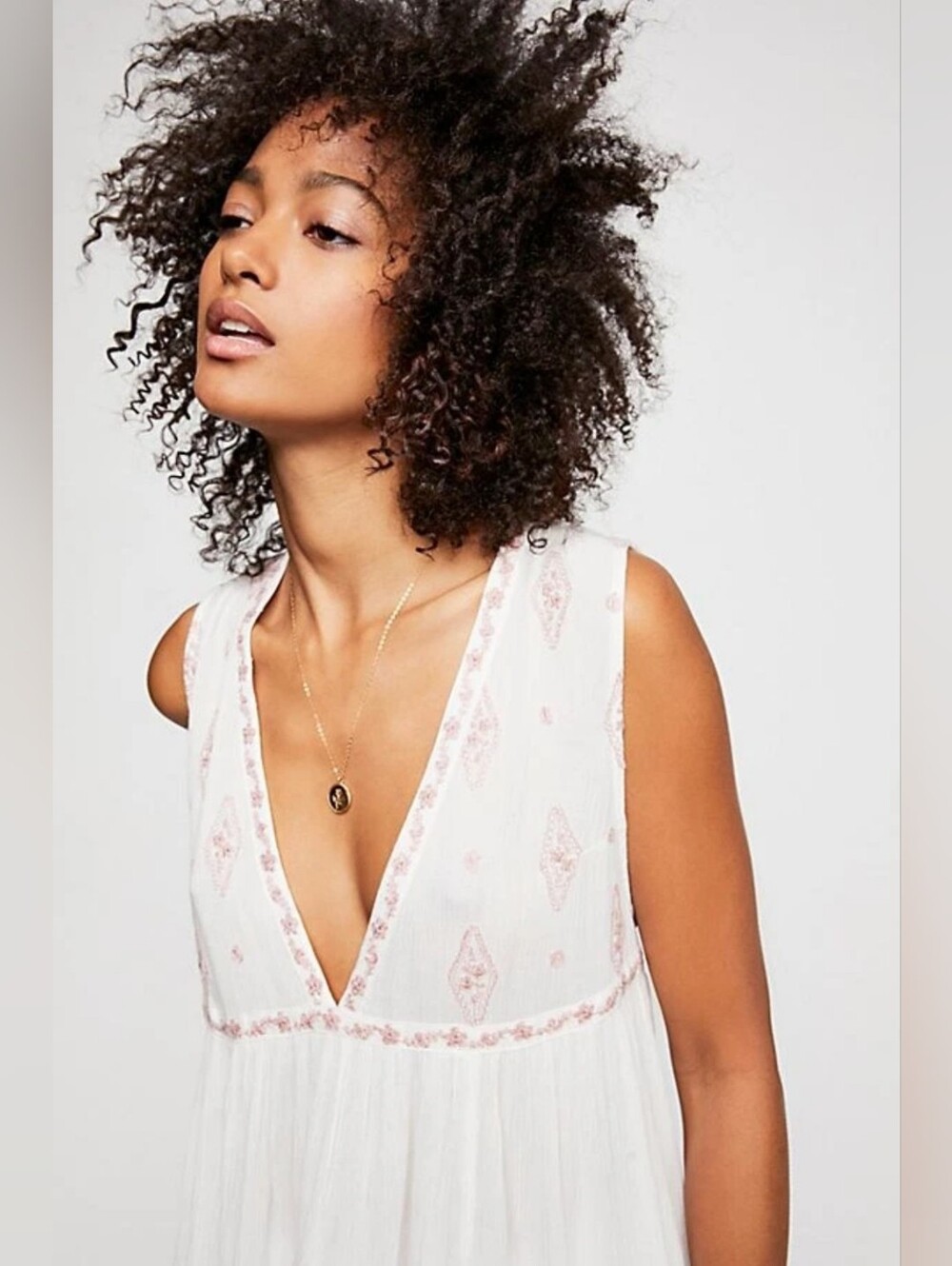$108 FREE PEOPLE SLEEVELESS DIAMOND EMBROIDERED TOP IVORY S
